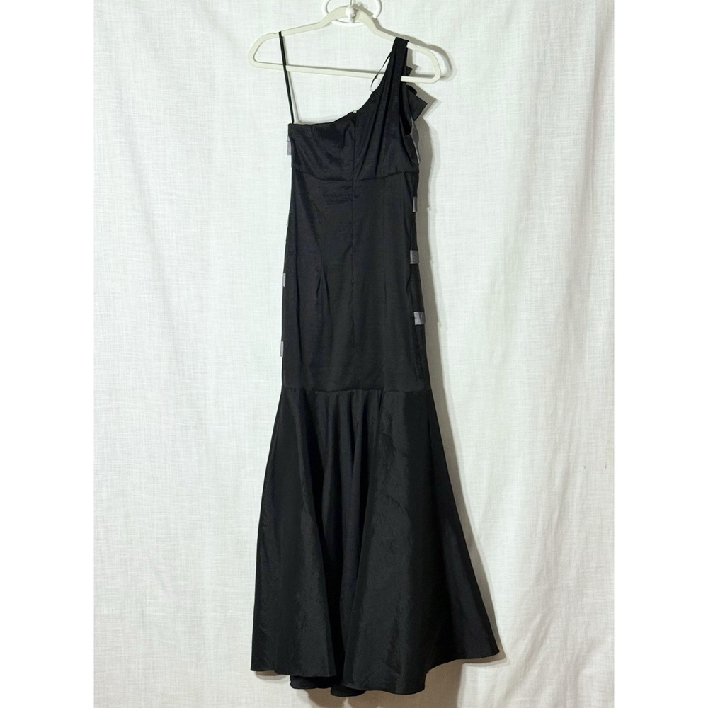 Betsy & Adam One Shoulder Mermaid Gown Black Gray Formal Prom Evening Dress 8 - Picture 6 of 10